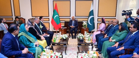 Islamabad 22.10.2026: Speaker National Assembly Sardar Ayaz Sadiq in a meeting with President of the Republic of Maldives Dr Mohamed Muizzu.